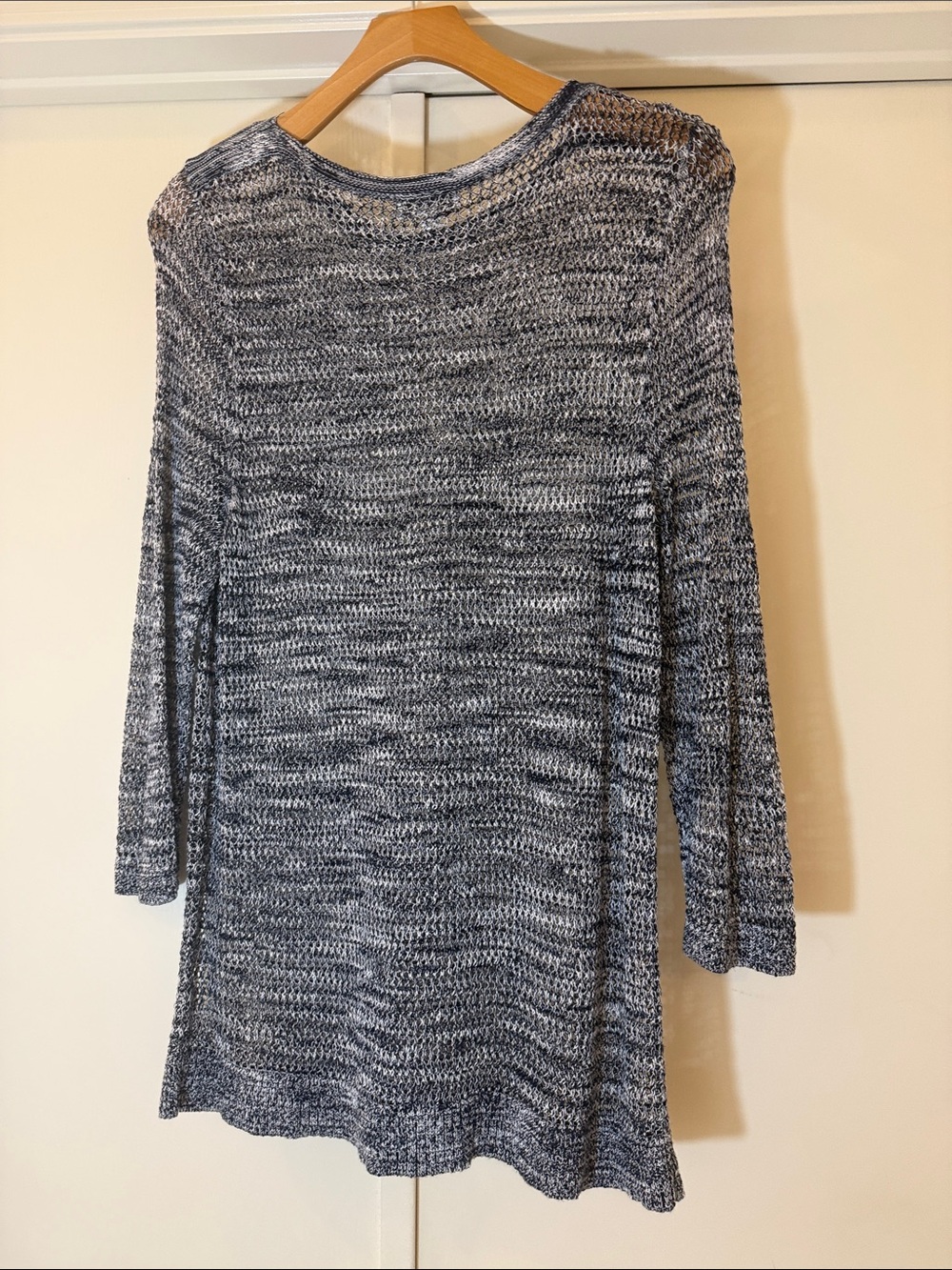 CJ Banks Navy and White Marled Knit Tunic